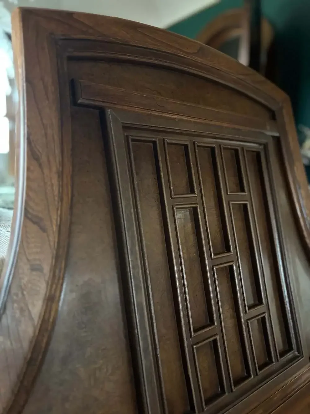 Vintage Pulaski Modern Brutalist Walnut Queen Size Headboard